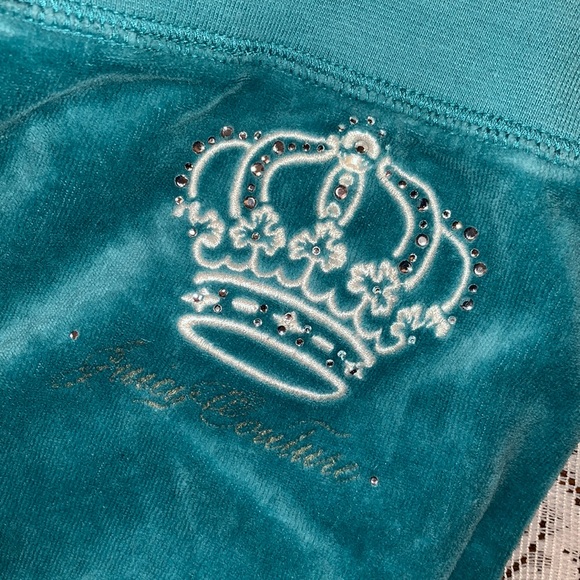 Y2K Juicy Couture Blue VELOUR Tracksuit SET VELVET TRACK PANTS JACKET - Picture 11 of 16